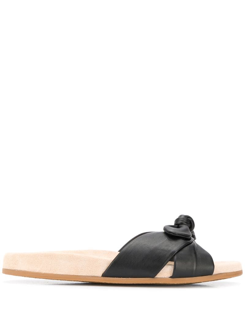 Charlotte Olympia Dylan Knotted Leather Slides In Black