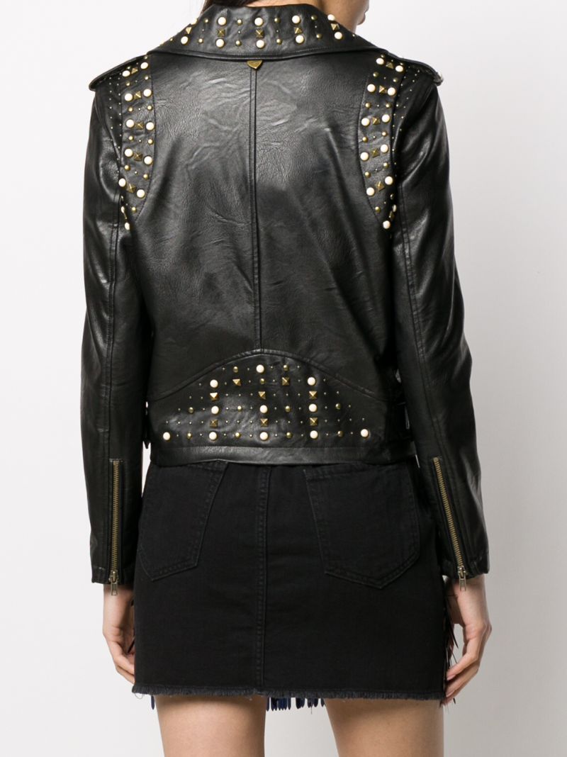 Shop Twinset Studded Biker Jacket In Black