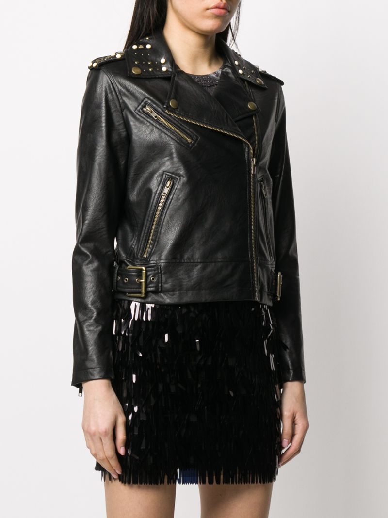 Shop Twinset Studded Biker Jacket In Black