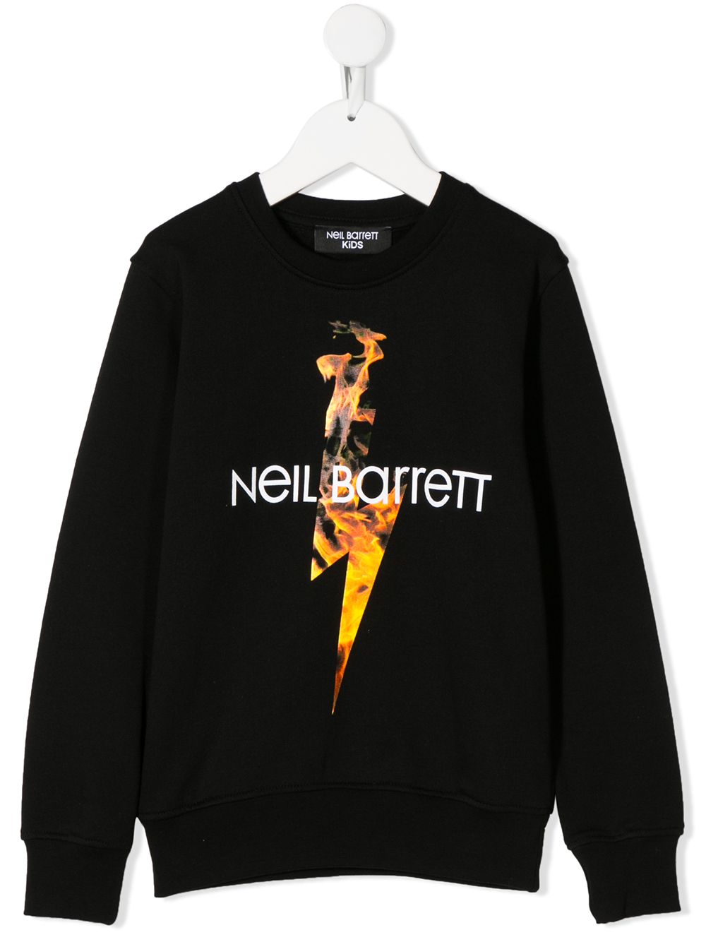 Neil Barrett Kids' Crew Neck Lightning Bolt Logo Sweater In Black