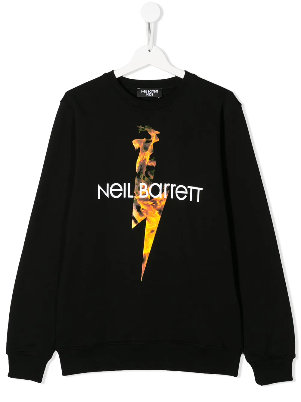 Neil Barrett Black Sweatshirt For Boy With Thunder And Logo In Black