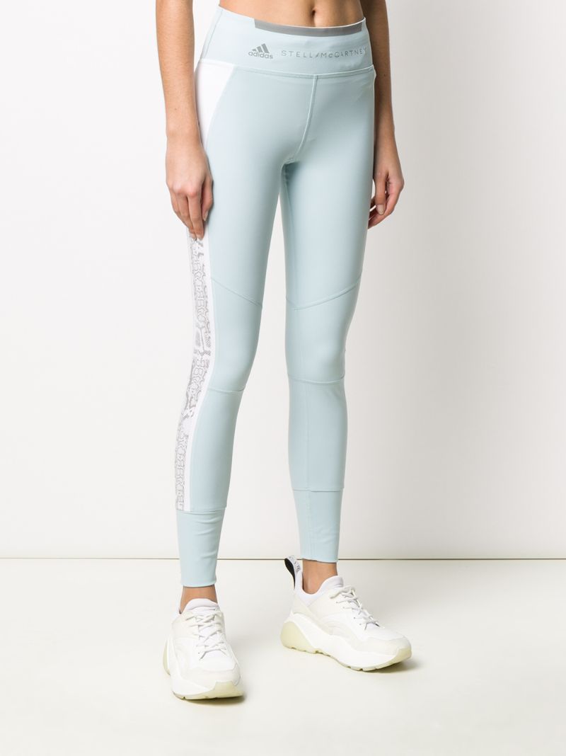 Shop Adidas By Stella Mccartney Contrast Stripe Leggings In Blue