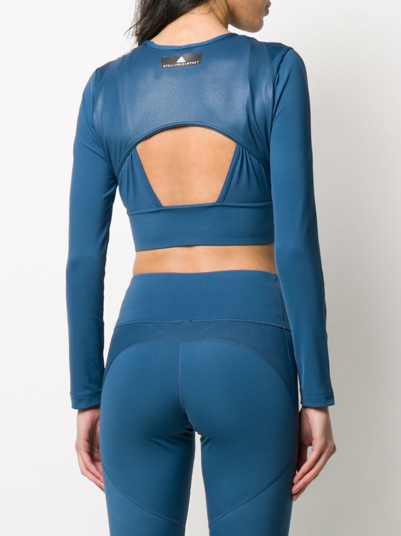 Shop Adidas By Stella Mccartney Cropped Sports Top In Blue