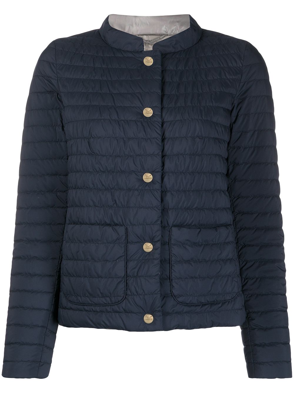 Herno Snap Fastening Padded Jacket In Blue