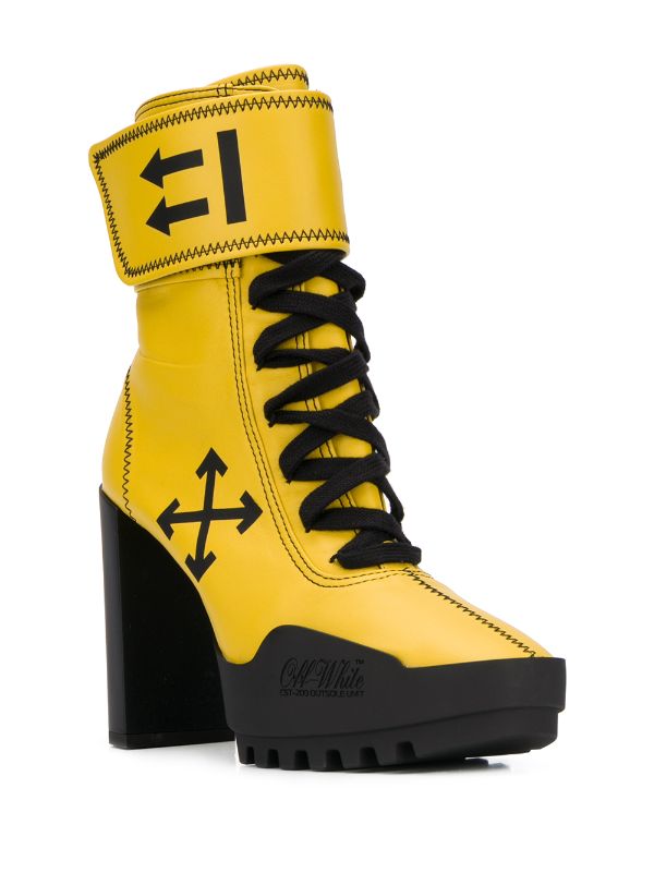 off white lace up boots