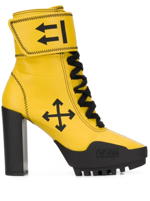 Off-White lace-up leather boots