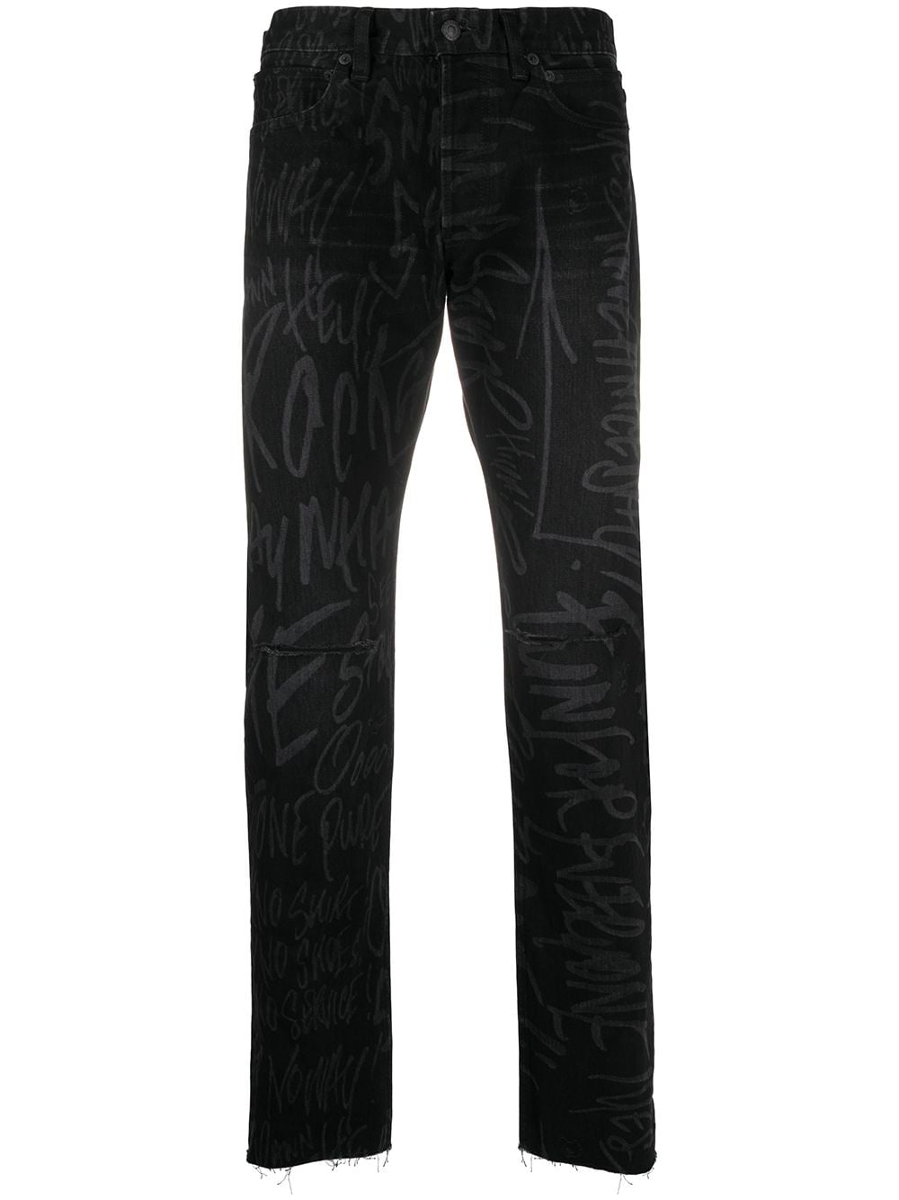 Takahiromiyashita The Soloist Graffiti Print Slim-fit Jeans In Schwarz