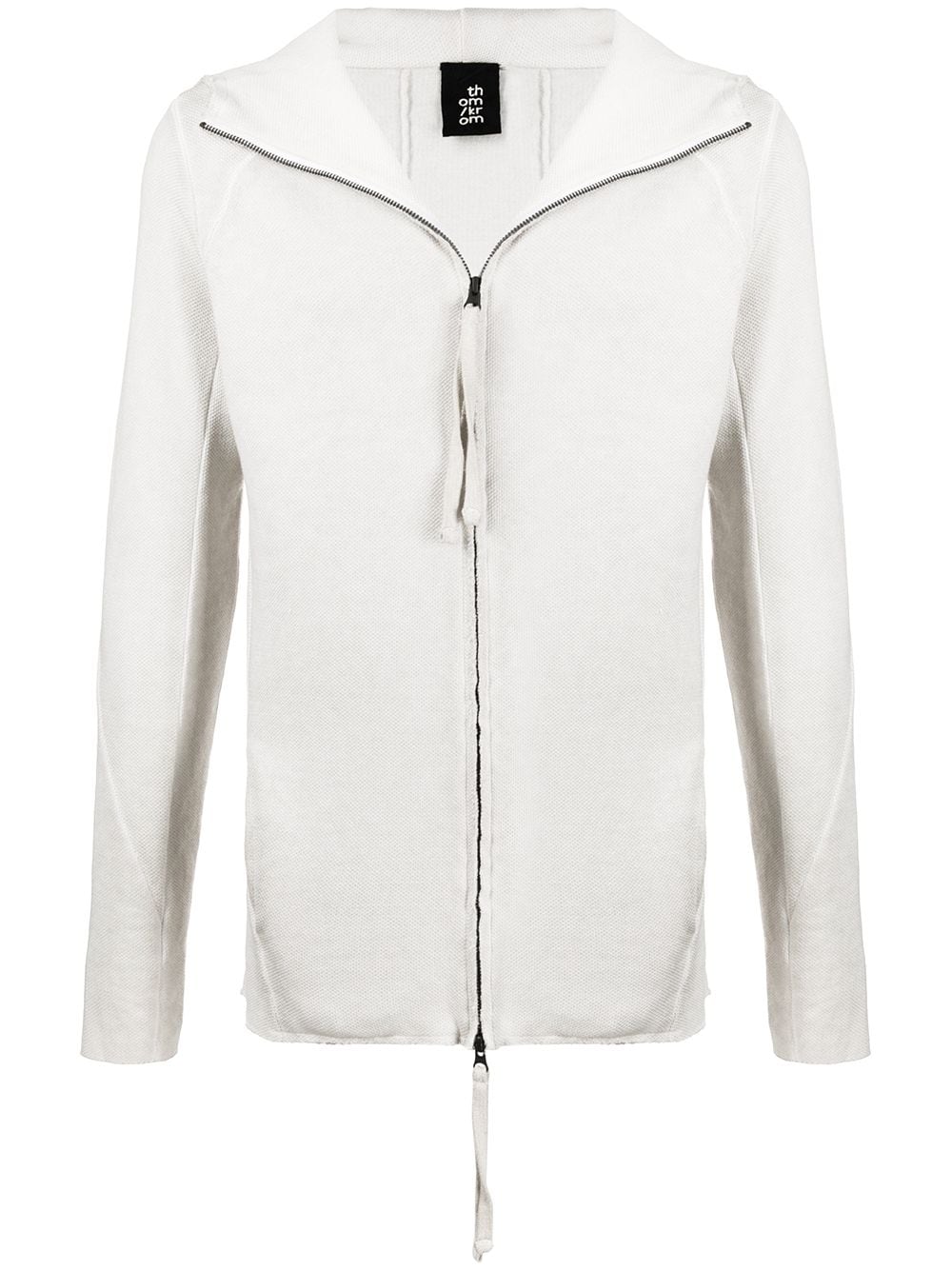 THOM KROM FRAYED-EDGE ZIPPED HOODIE 