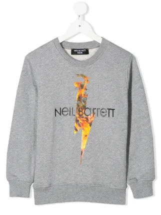 Neil Barrett Kids Flaming Bolt Sweatshirt | Grey | FARFETCH