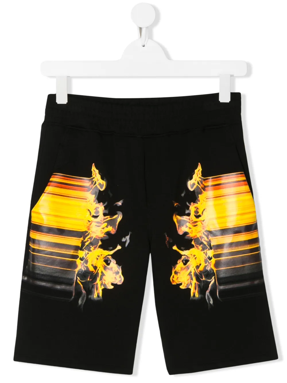 Neil Barrett Fire Print Track Shorts In Black
