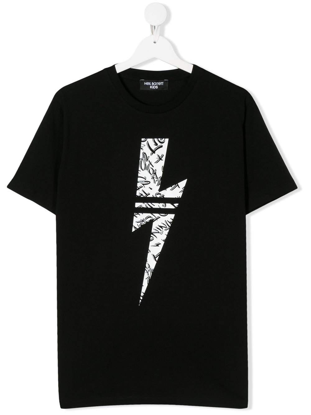 Neil Barrett Teen Lightning-bolt Print T-shirt In 黑色