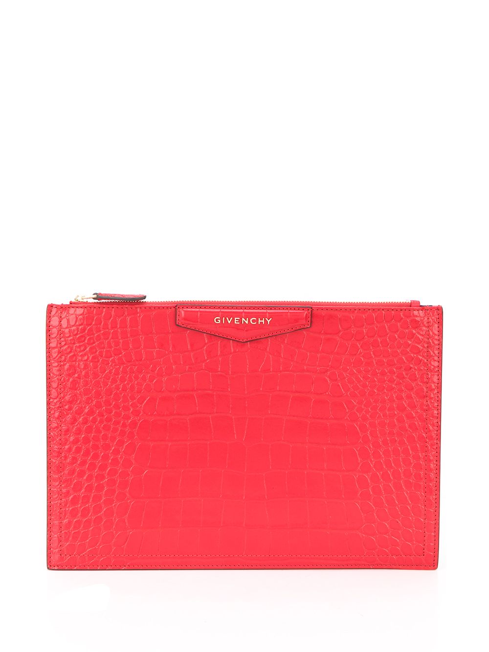 Givenchy Embossed Crocodile Effect Clutch Bag In Red