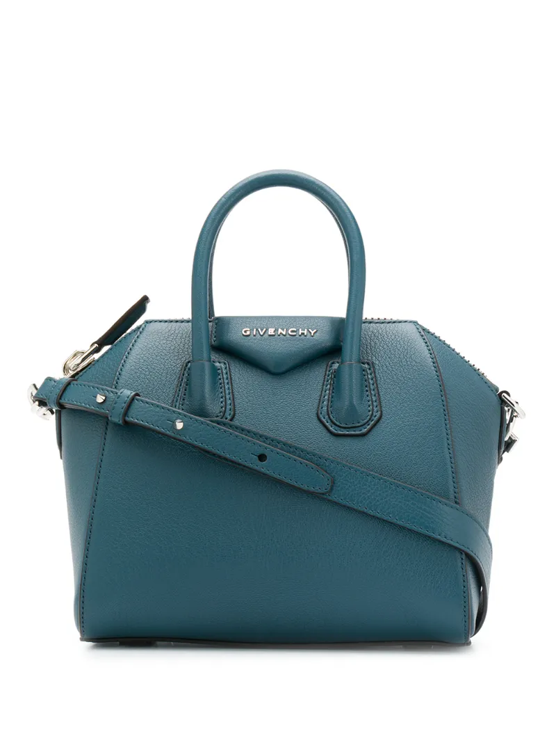 Givenchy Mini Antigona Sugar Leather Satchel In Blue