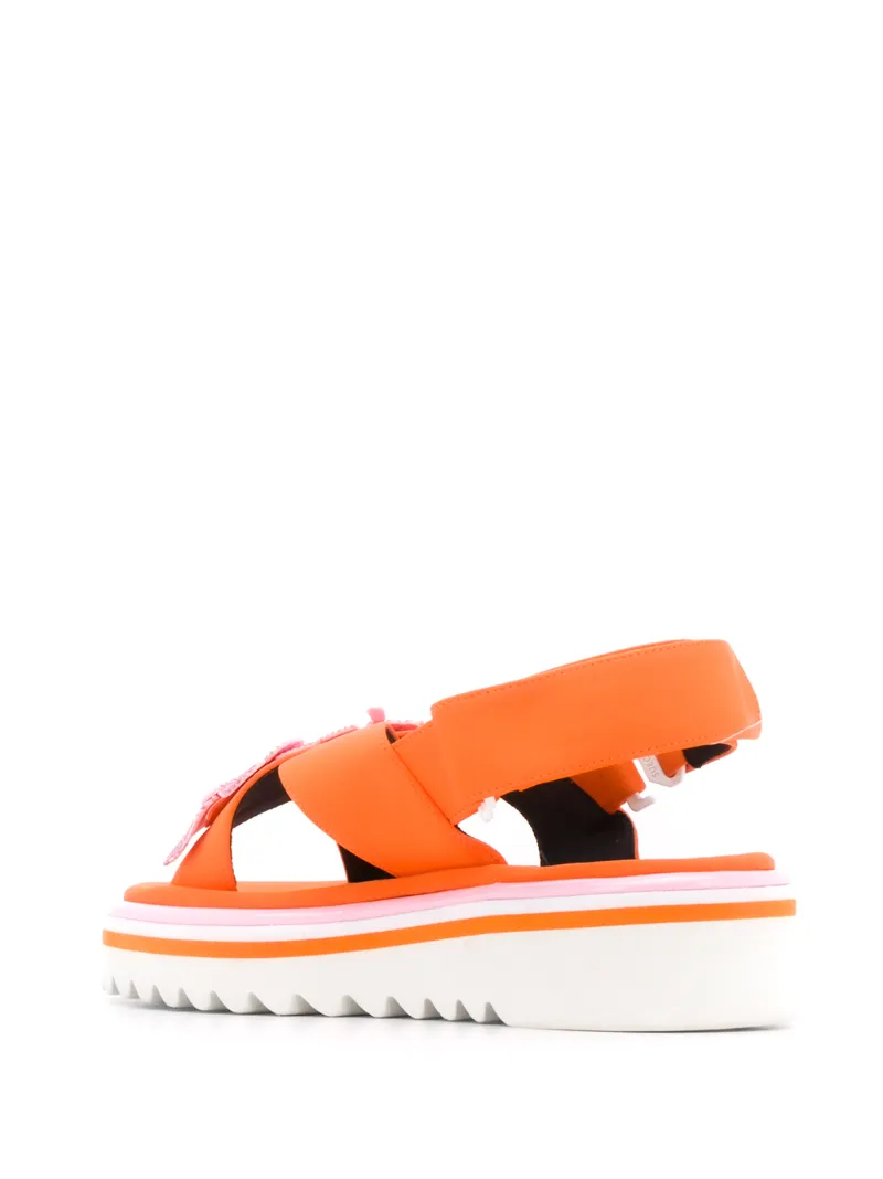 SUECOMMA BONNIE CRYSTAL-FLOWER PLATFORM SANDALS