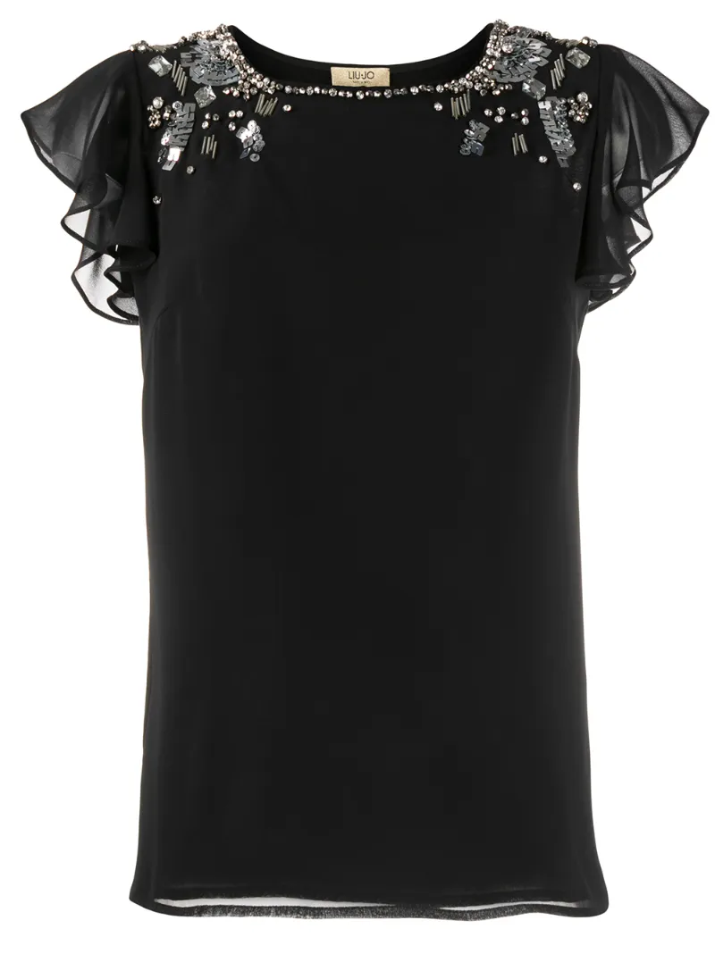 Liu •jo Bead Embellished Blouse In Black