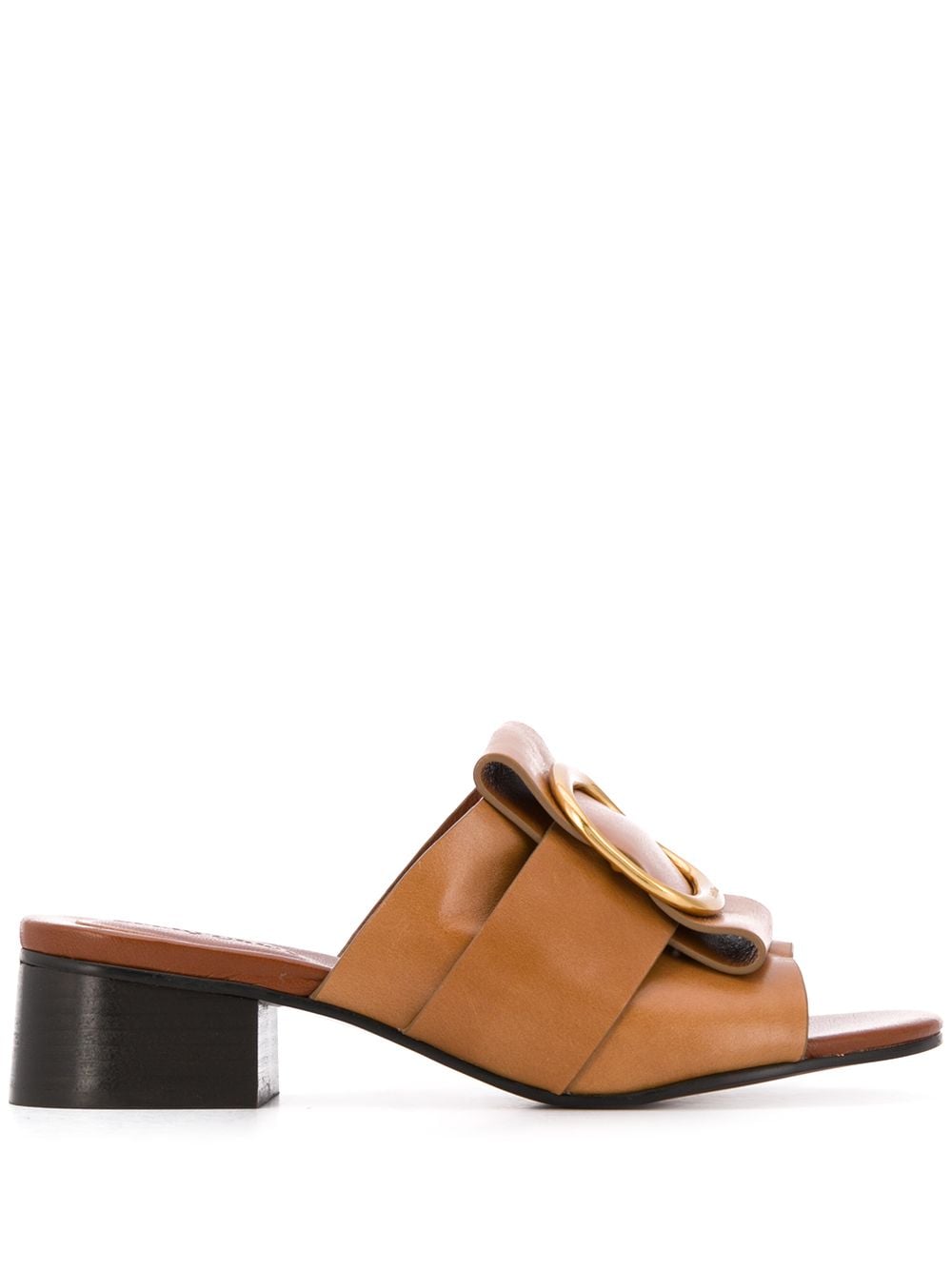 See By Chloé Low Block Heel Mules In 棕色