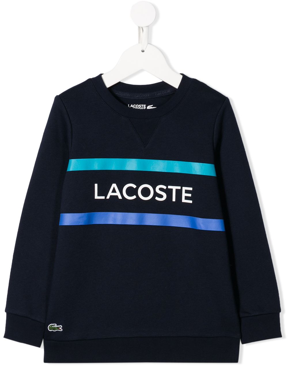 Lacoste Kids' Logo Stripe Print Sweatshirt In Blue