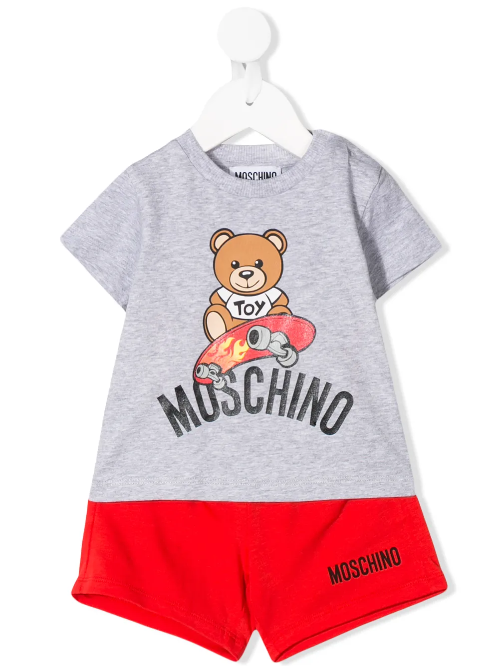 Moschino Babies' Logo Two-piece Tracksuit Set In Grey