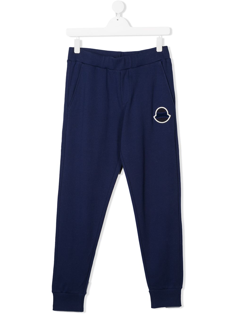 Moncler Teen Logo Embroidered Track Trousers In Blue