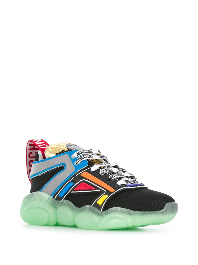 Shop Moschino Teddy Run Colour-block Sneakers In Black