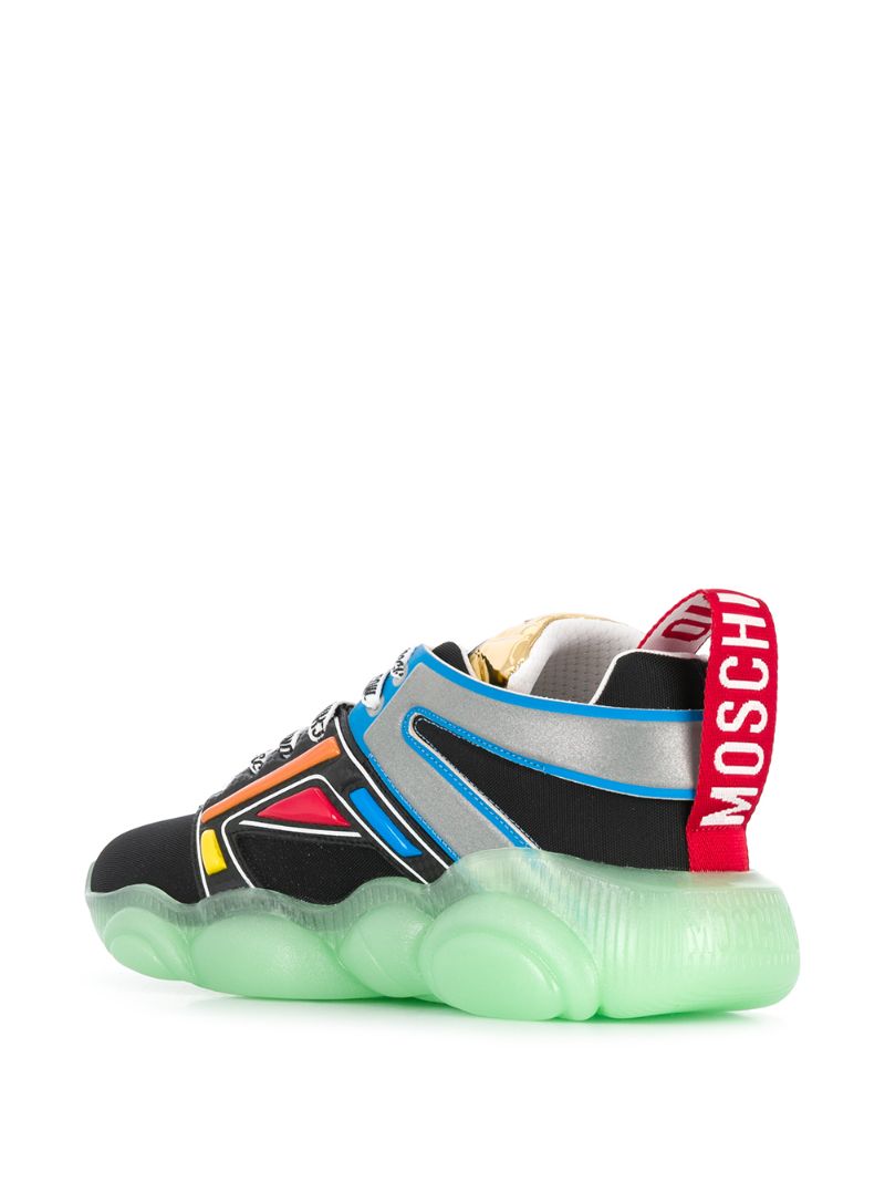 Shop Moschino Teddy Run Colour-block Sneakers In Black