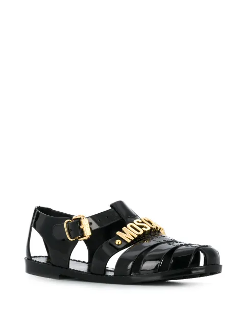moschino jelly sandals with lettering logo