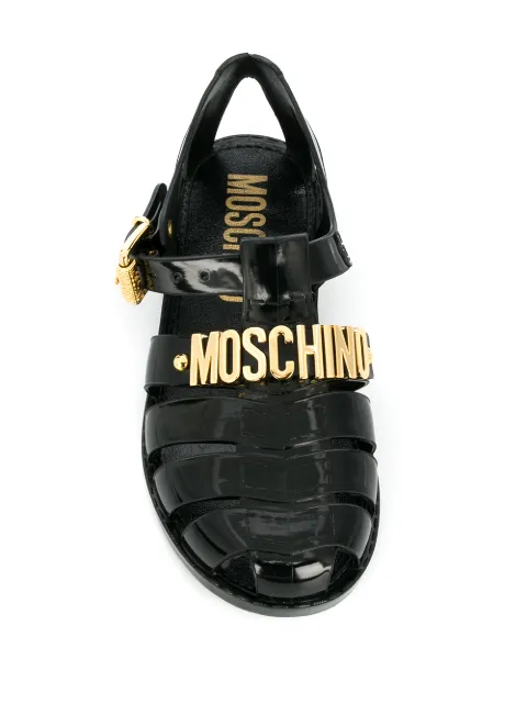 moschino jelly sandals with lettering logo