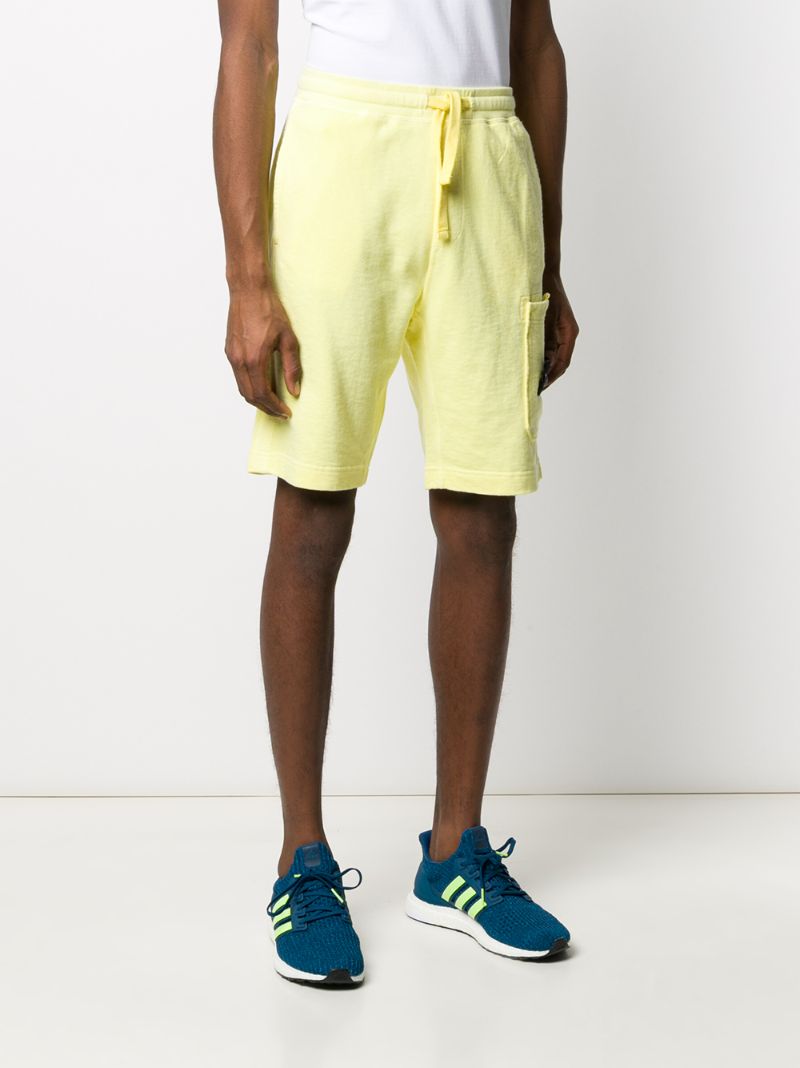 Shop Stone Island Fleece Drawstring Shorts In Yellow