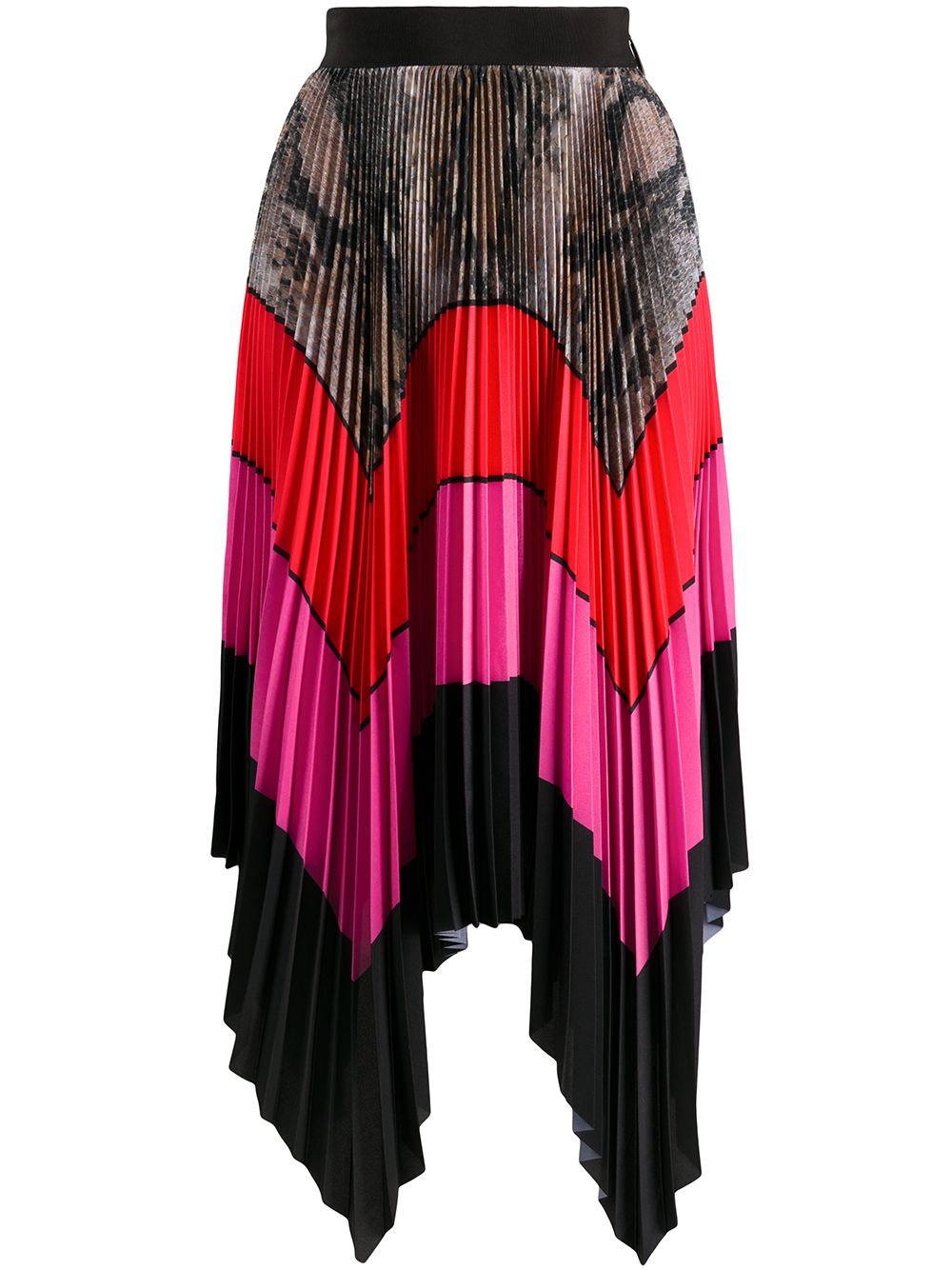 Shop Msgm Colour-block Pleated Maxi Skirt In Pink