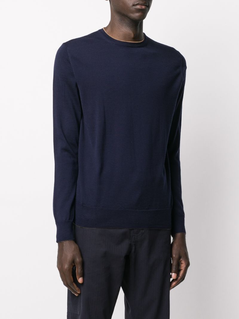 Shop Eleventy Long-sleeve Fitted Jumper In Blue