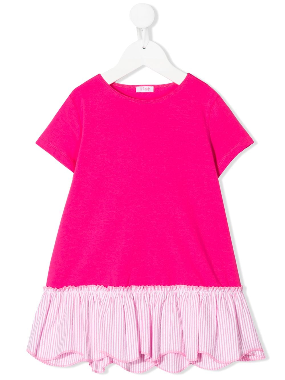 Il Gufo Kids' Striped Gathered Hem T-shirt In Pink