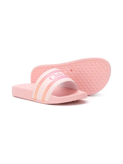 ChloÃ© Kids Logo Embossed Slides Ss20 | Farfetch.com