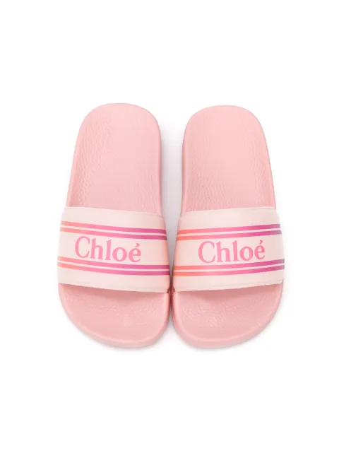 ChloÃ© Kids Logo Embossed Slides Ss20 | Farfetch.com
