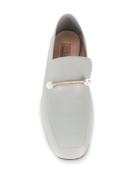 Shop Coliac Pearl Bar Loafers In Grey