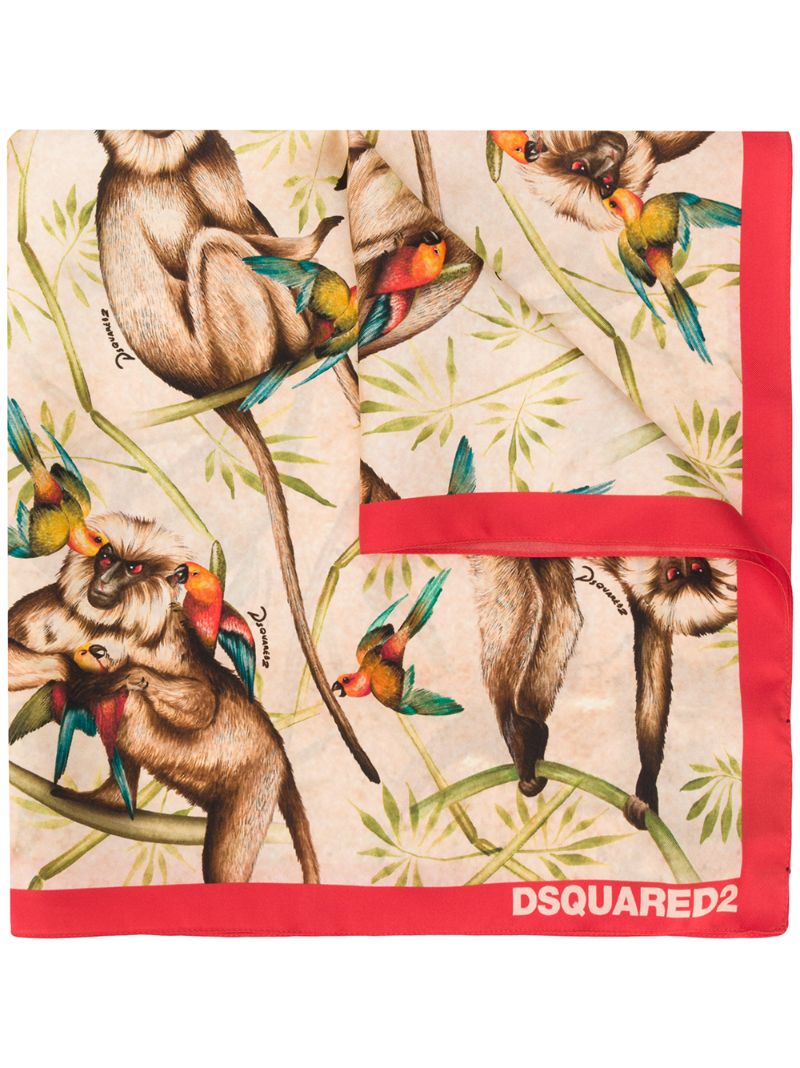 DSQUARED2 MACAQUE-PRINT SQUARE SCARF