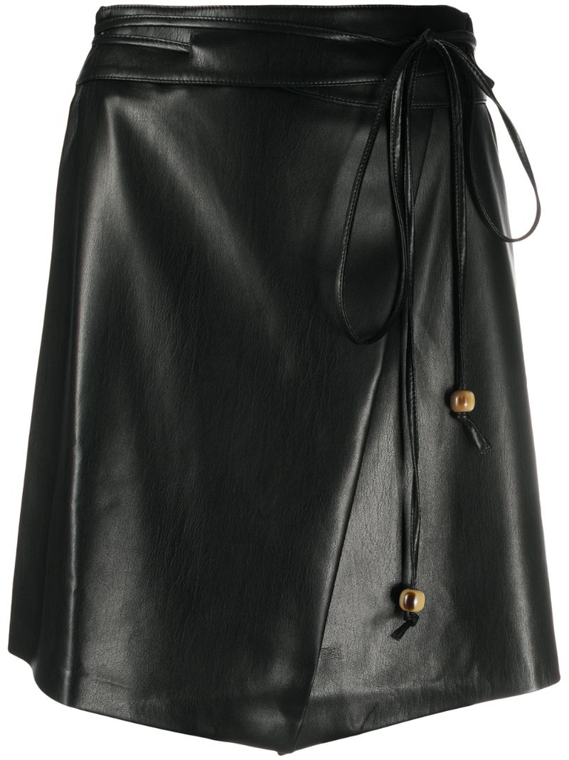 Shop Nanushka Tie-waist Skirt In Black