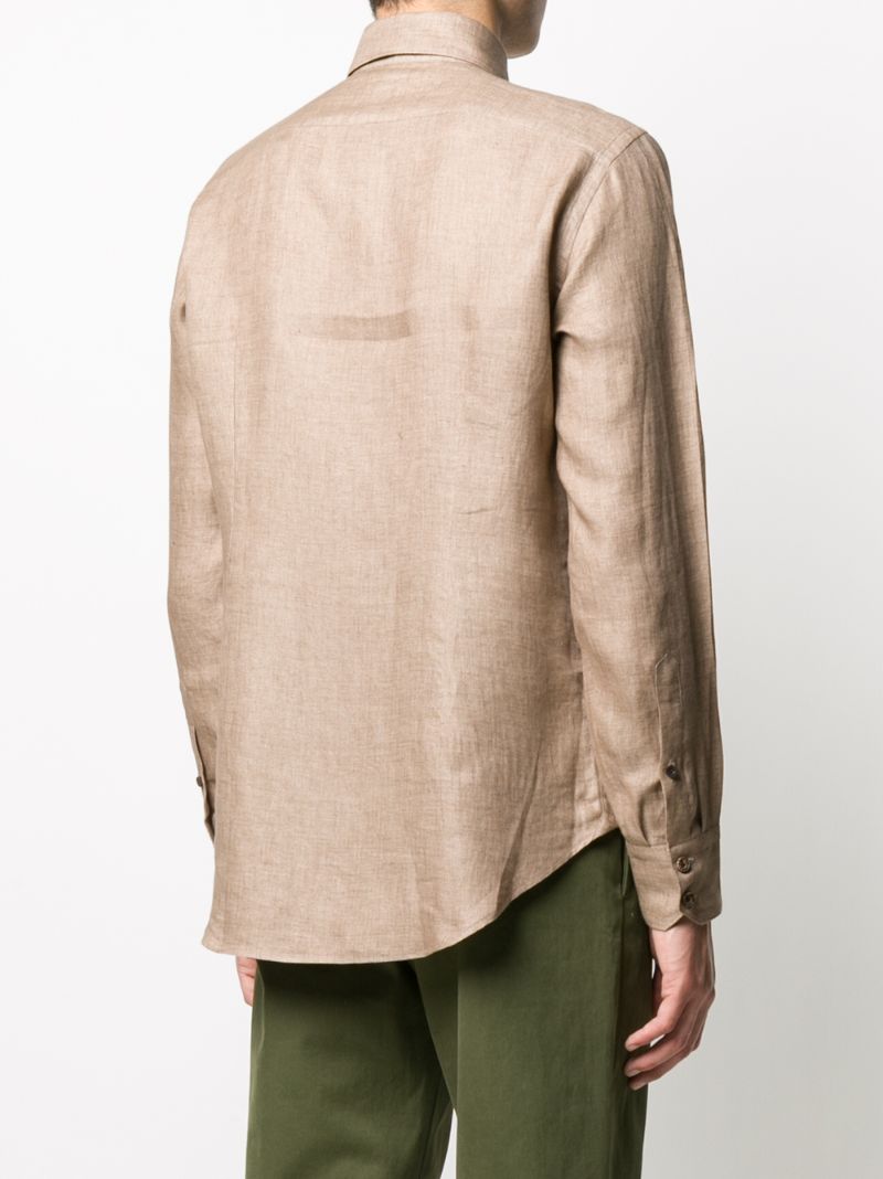 Shop Eleventy Long-sleeve Fitted Shirt In Neutrals