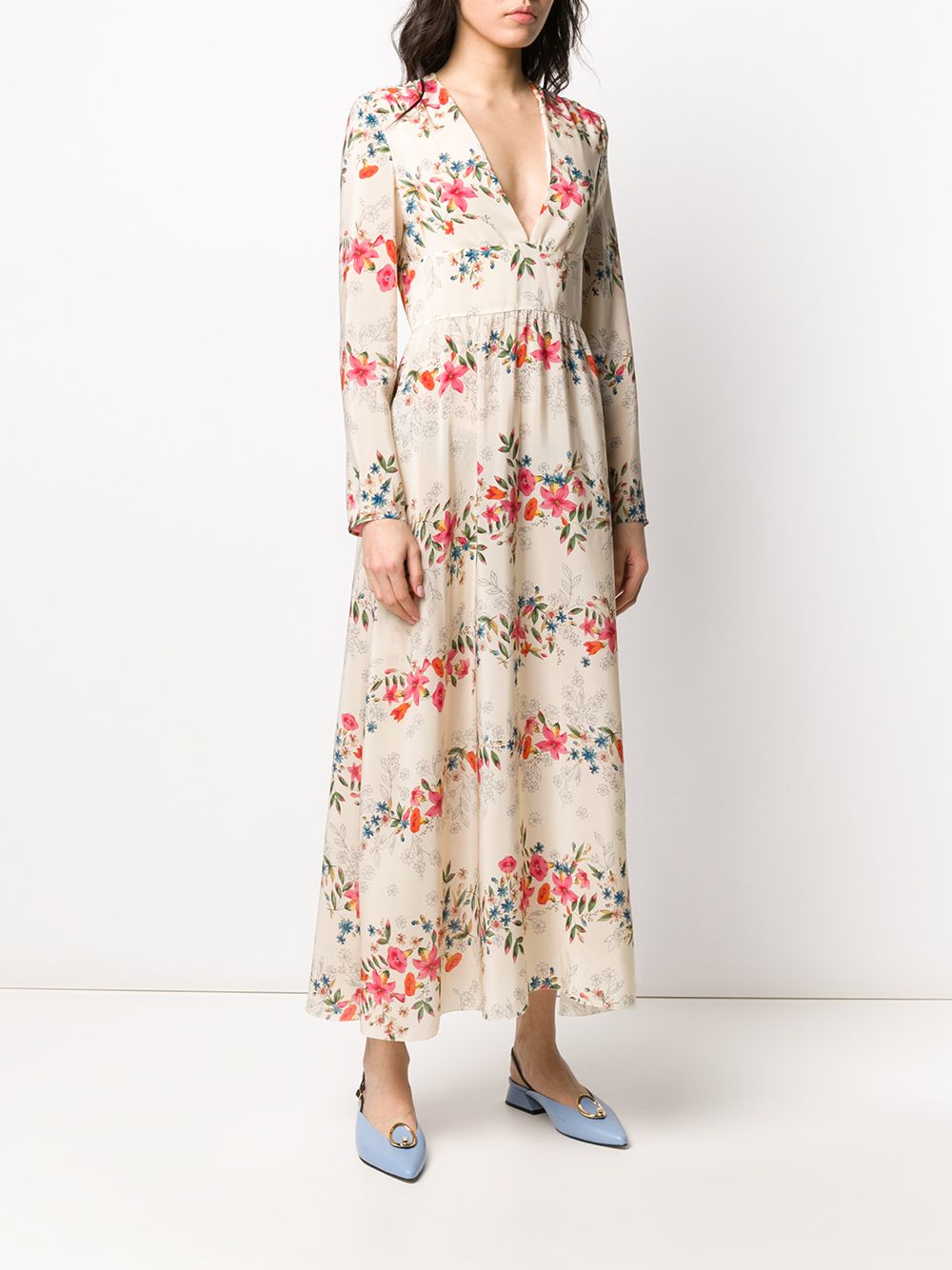 фото Redvalentino платье макси с цветочным принтом