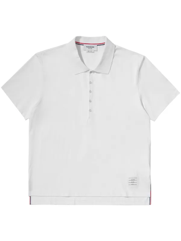 THOM BROWNE ポロシャツ ホワイト Thom Browne back-stripe Polo Shirt | White | FARFETCH