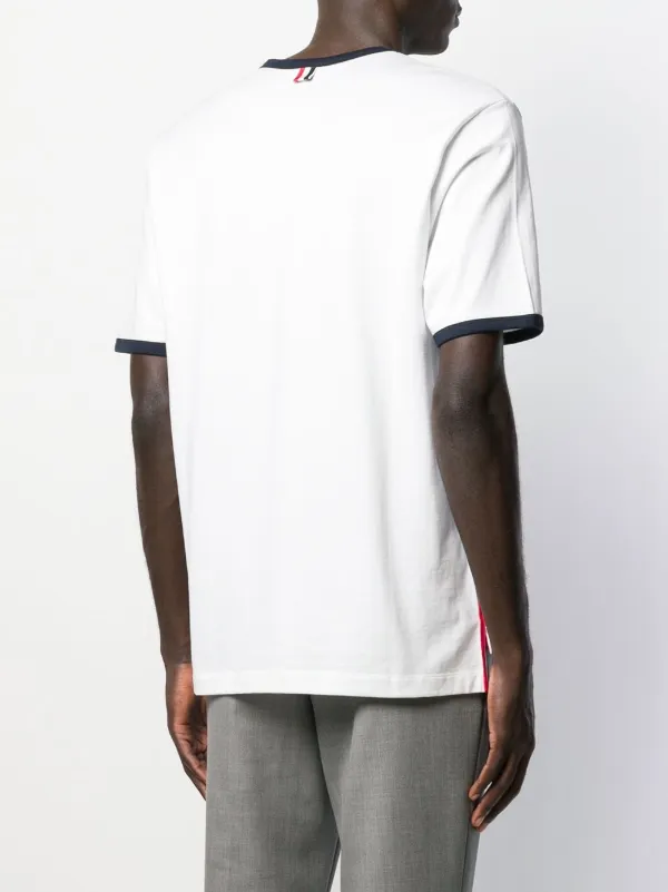 Thom Browne contrasting-trim T-shirt | White | FARFETCH