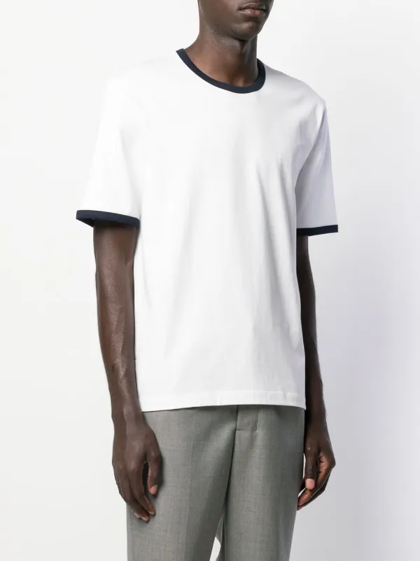 Thom Browne contrasting-trim T-shirt | White | FARFETCH