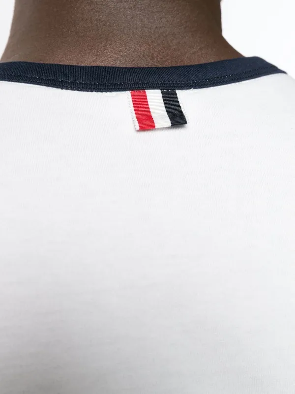 Thom Browne contrasting-trim T-shirt | White | FARFETCH