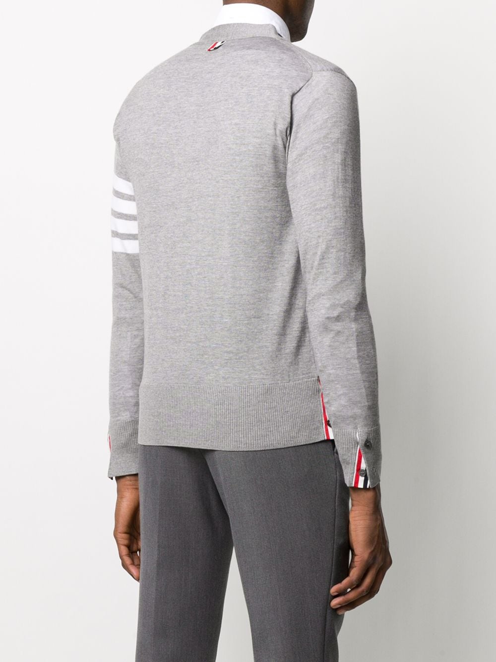 Shop Thom Browne 4-bar V-neck Cardigan In Grey