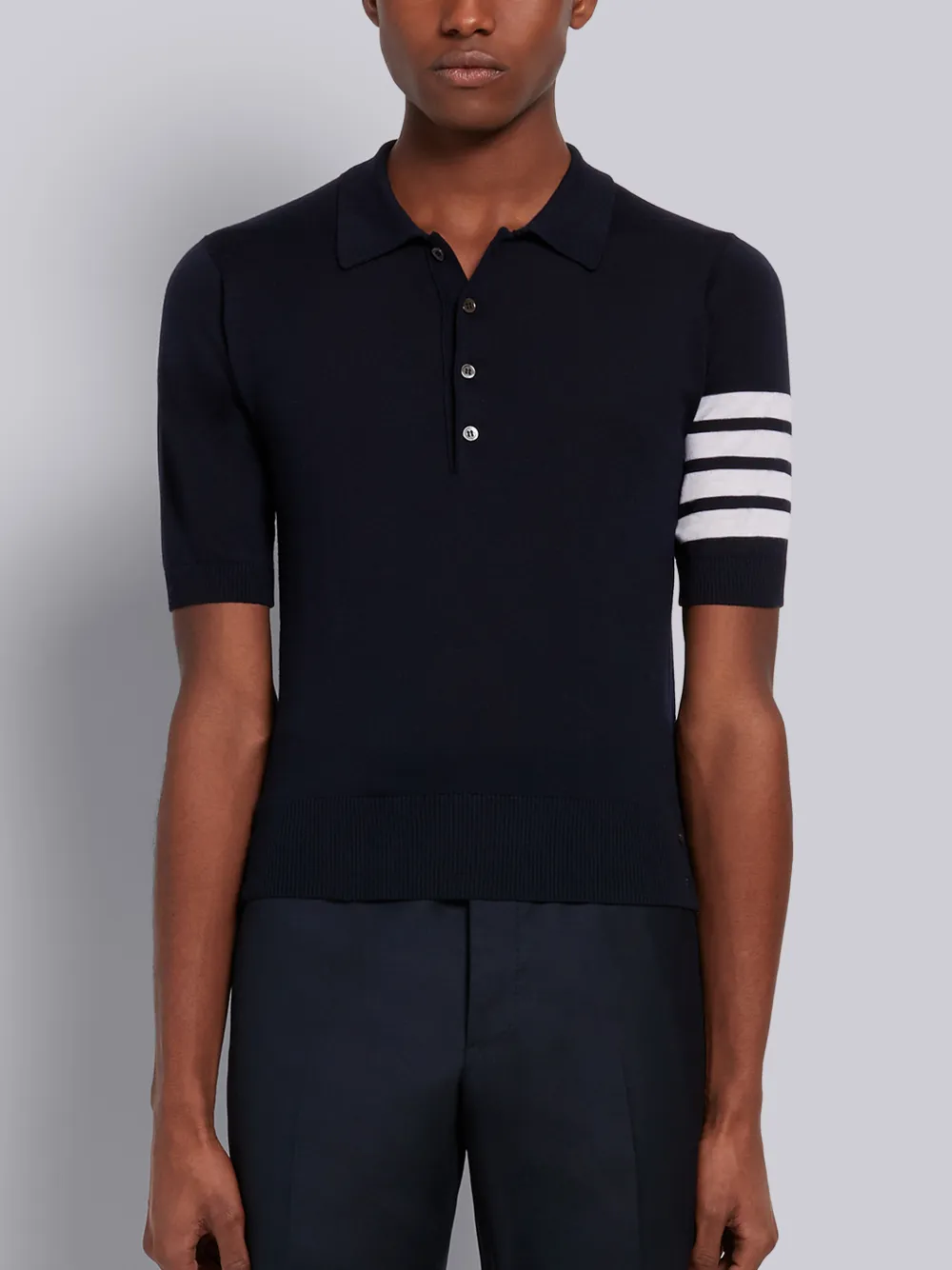 Thom Browne 4-bar Jersey Polo Shirt In Blue