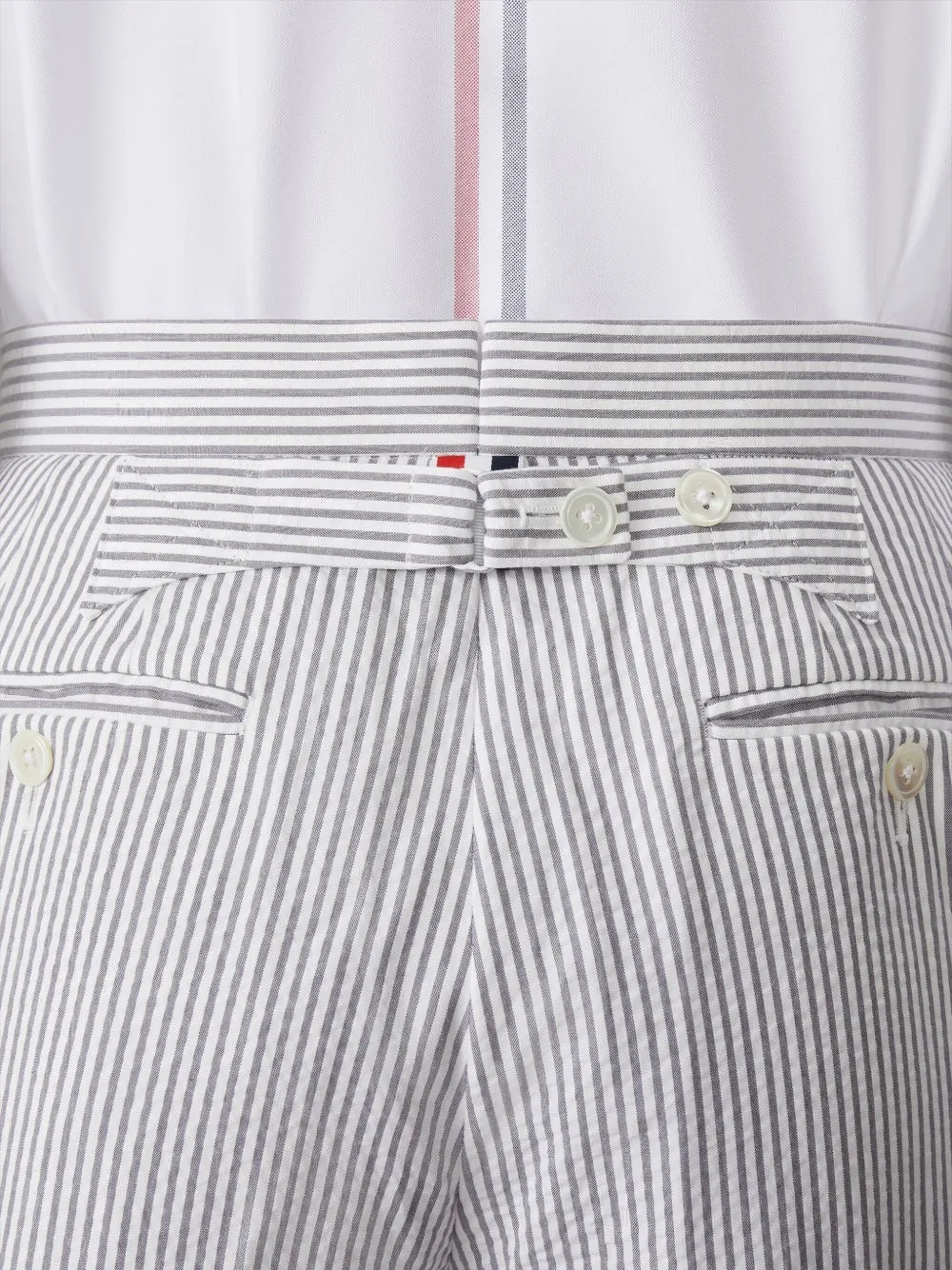 Thom Browne Gestreepte seersucker shorts Grijs