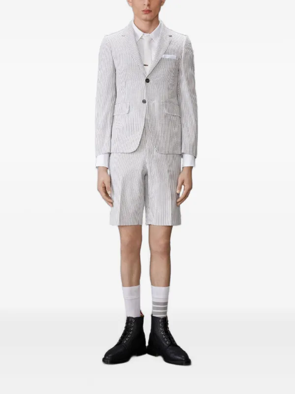 Thom Browne ストライプ シアサッカー ショートパンツ | グレー