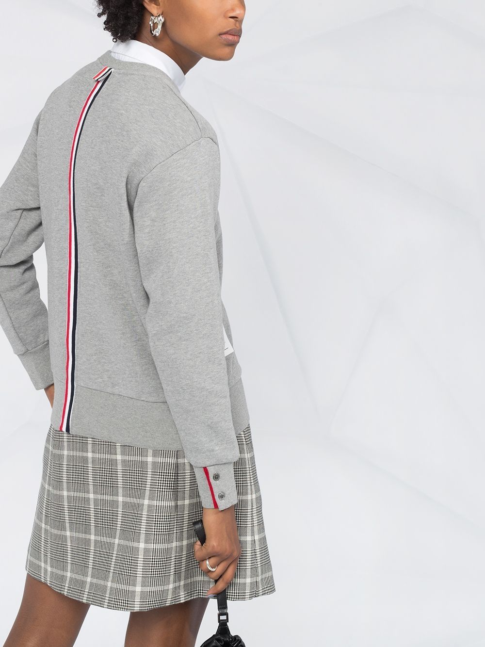 Shop Thom Browne Rwb-stripe Sweatshirt In Grey