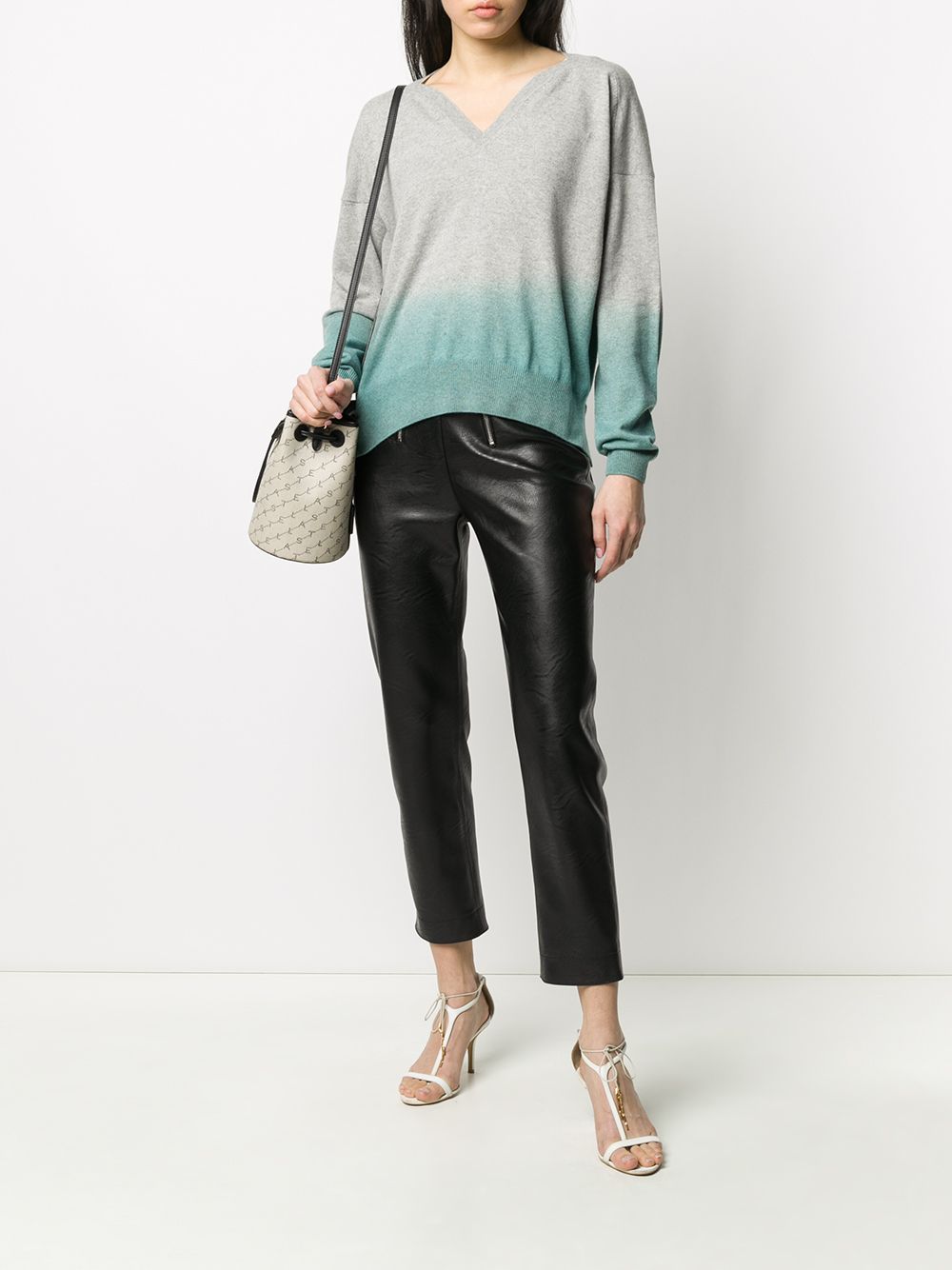 Shop Stella Mccartney Degradê V-neck Jumper In Grey