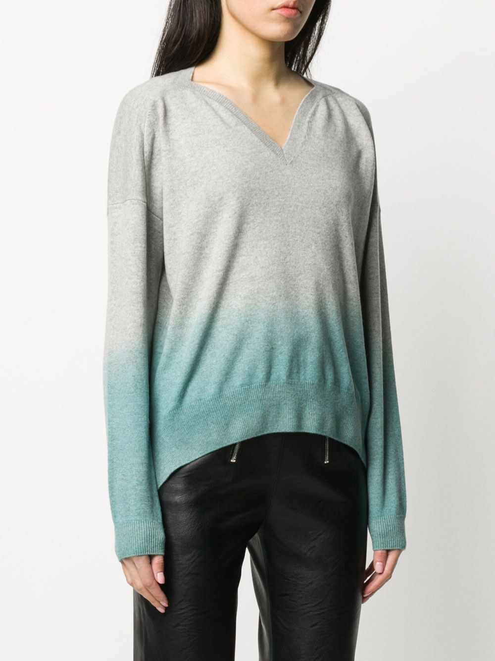 Shop Stella Mccartney Degradê V-neck Jumper In Grey