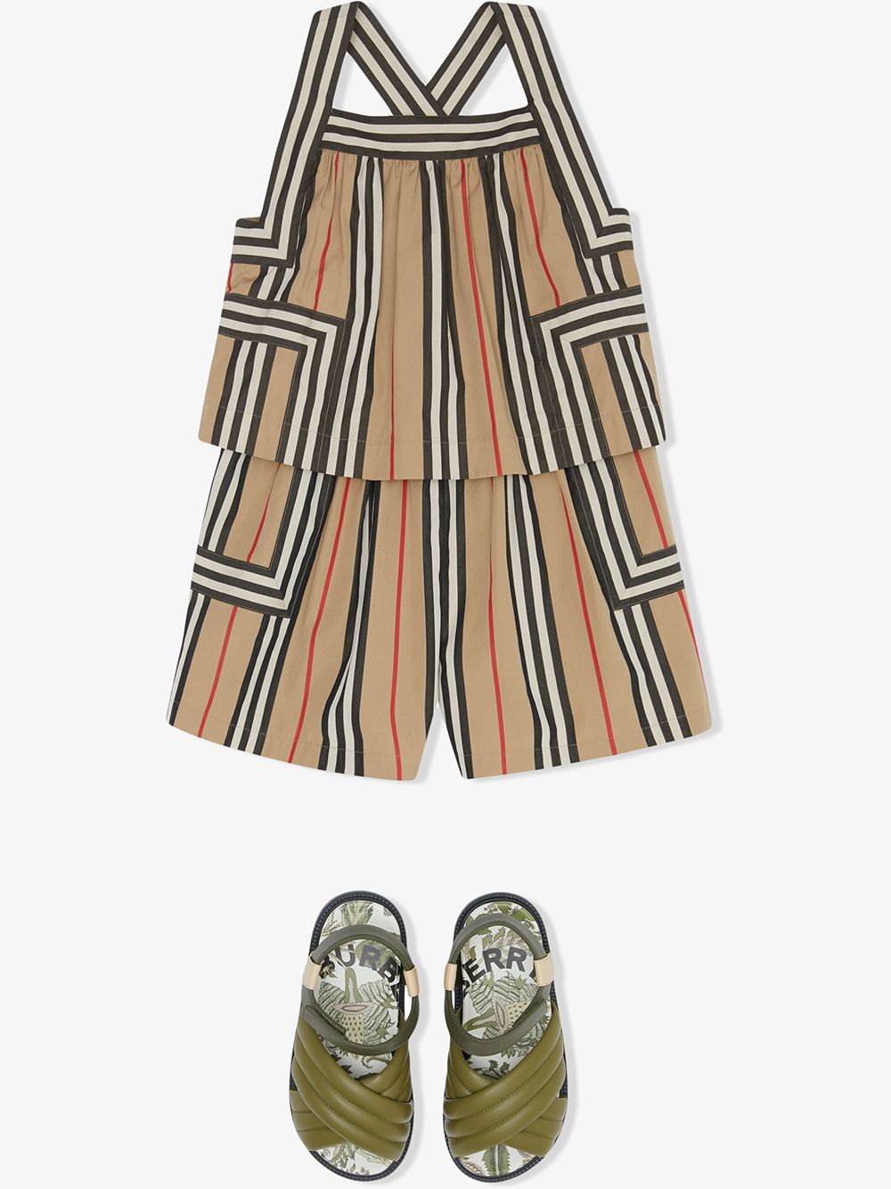 фото Burberry kids поплиновый комбинезон в полоску icon stripe